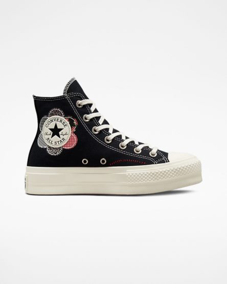 Women's Converse Chuck Taylor All Star Lift Crafted Patchwork High Top Platform Shoes Black / Red | AU E39C0U